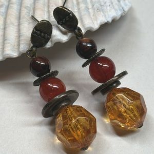 Acrylic boho dangle earth tone pierced earrings